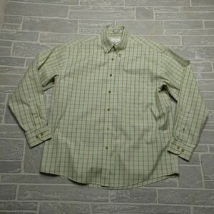 Enro Dress Shirt Mens Large Green Blue Check Non Iron‎ Pinpoint Oxford VINTAGE